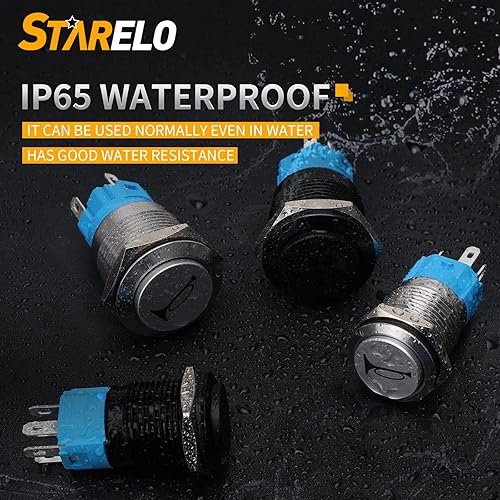 Miniatura 6 de STARELO Interruptor de botón momentáneo de bocina de altavoz de 0.630 in 12 V 58 pulgadas, orificio de montaje 1NO 1NC SPDT con enchufe de