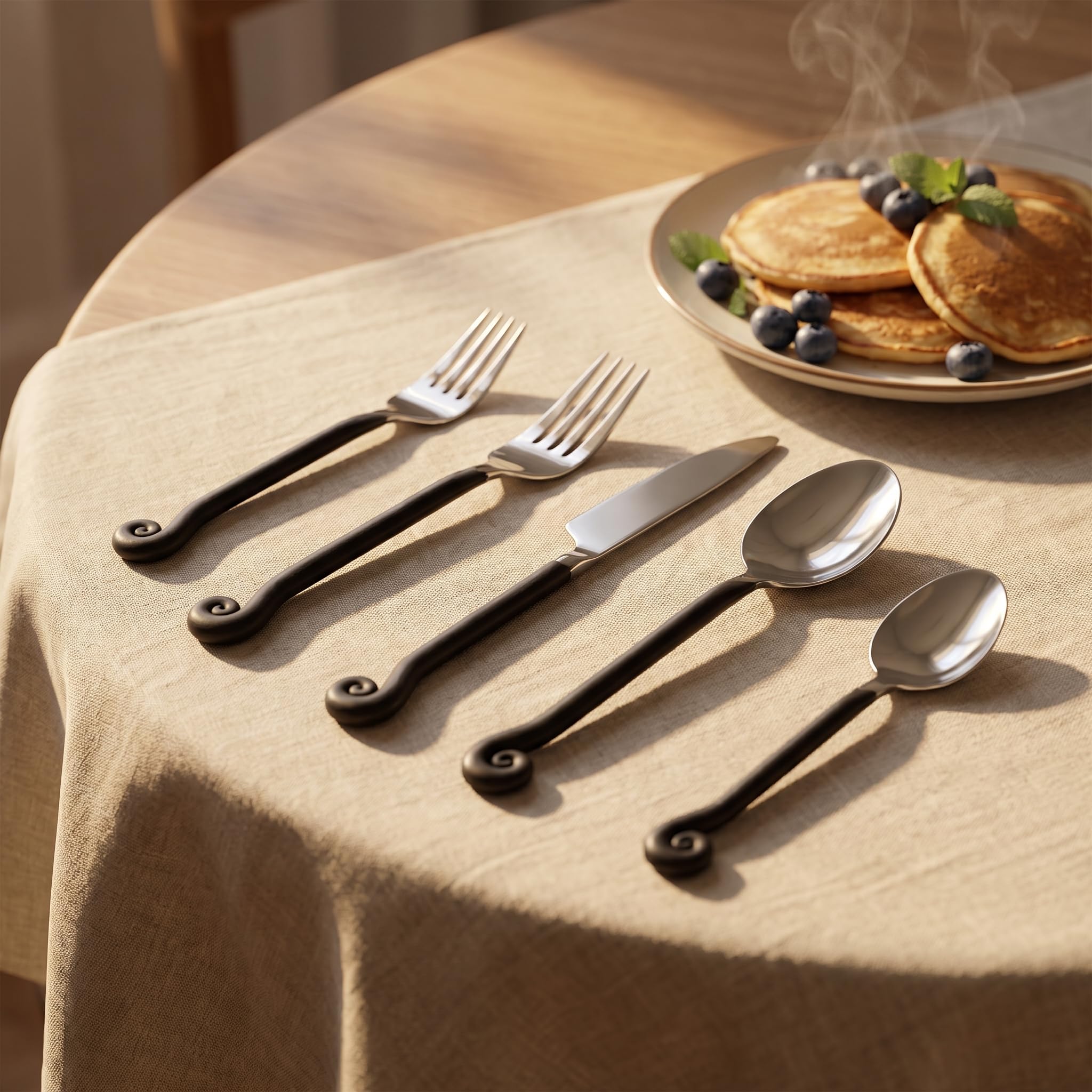 Treble Clef Forged Black Silverware Set, 20 Pc, 18/10 Steel — Amazon image 5