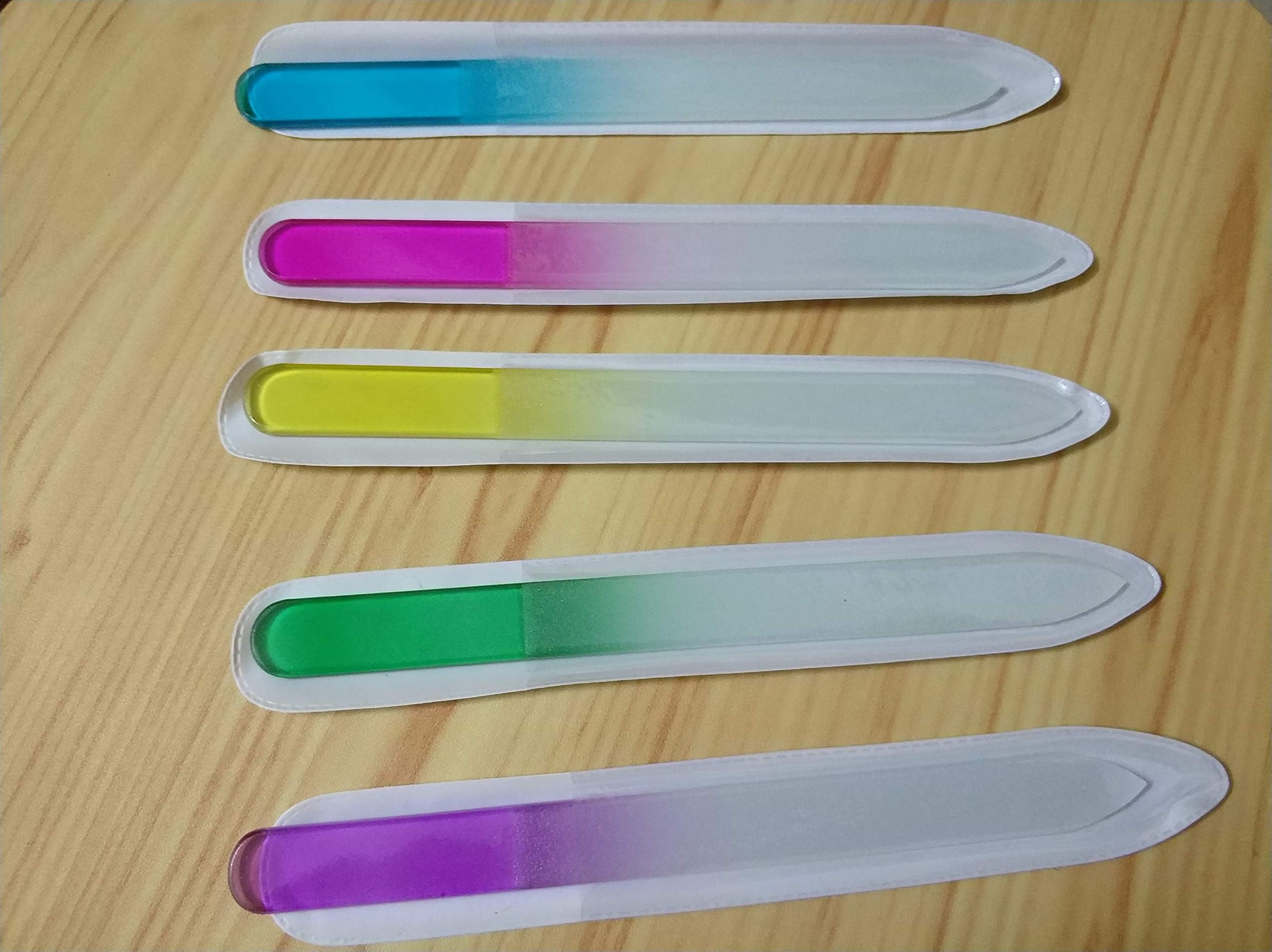 ShuinibaJuego de limas de uñas de cristal de alta calidad para manicura, Mix Color, 5.00[set de ]