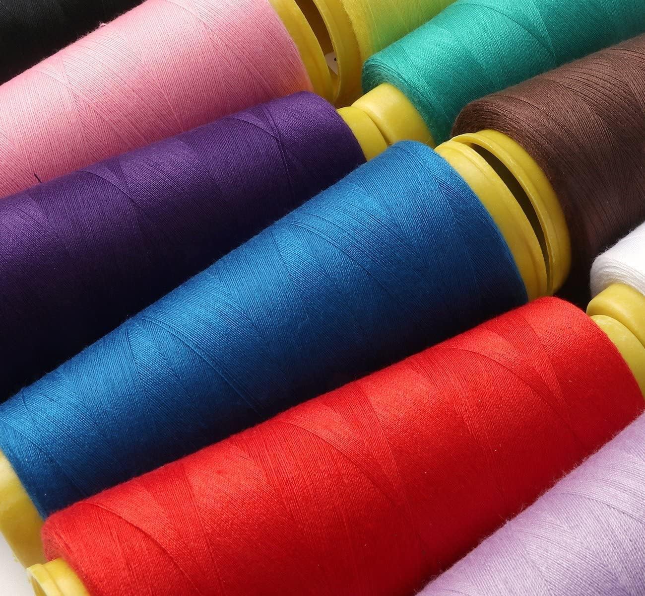 ilauke Overlock Sewing Thread and 100 PCS Needles Assorted Colors Yard Spools Cone Serger Quilting 12 X 1500M Sewing Thread