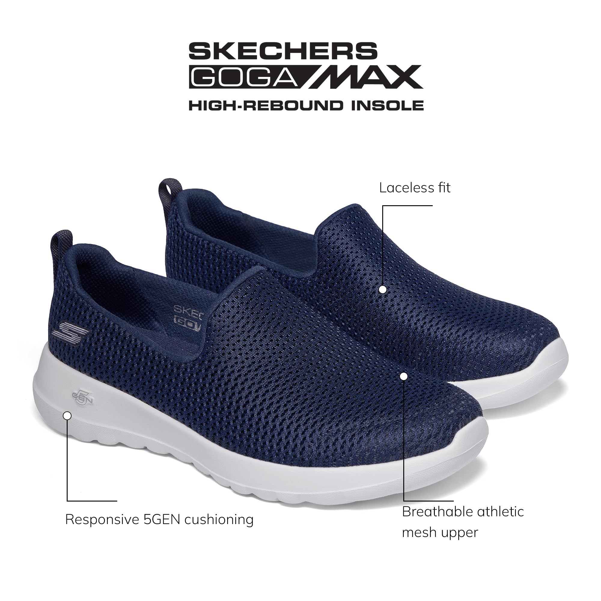 Image secondaire de Baskets Slip-On Skechers Go Walk Joy Femme - Bleu Navy et Blanc - Taille 38 EU