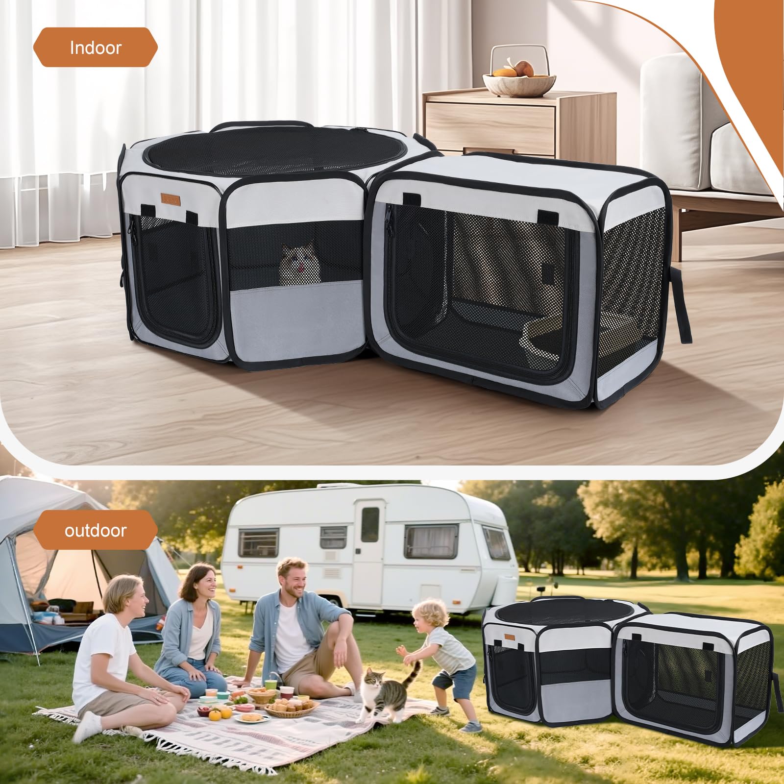 Beccucciolo pieghevole, 155 x 48 cm, portatile, 2 in 1, per interni ed esterni, box per cani con borsa per il trasporto per gatti, cuccioli e piccoli animali, utilizzabile separatamente