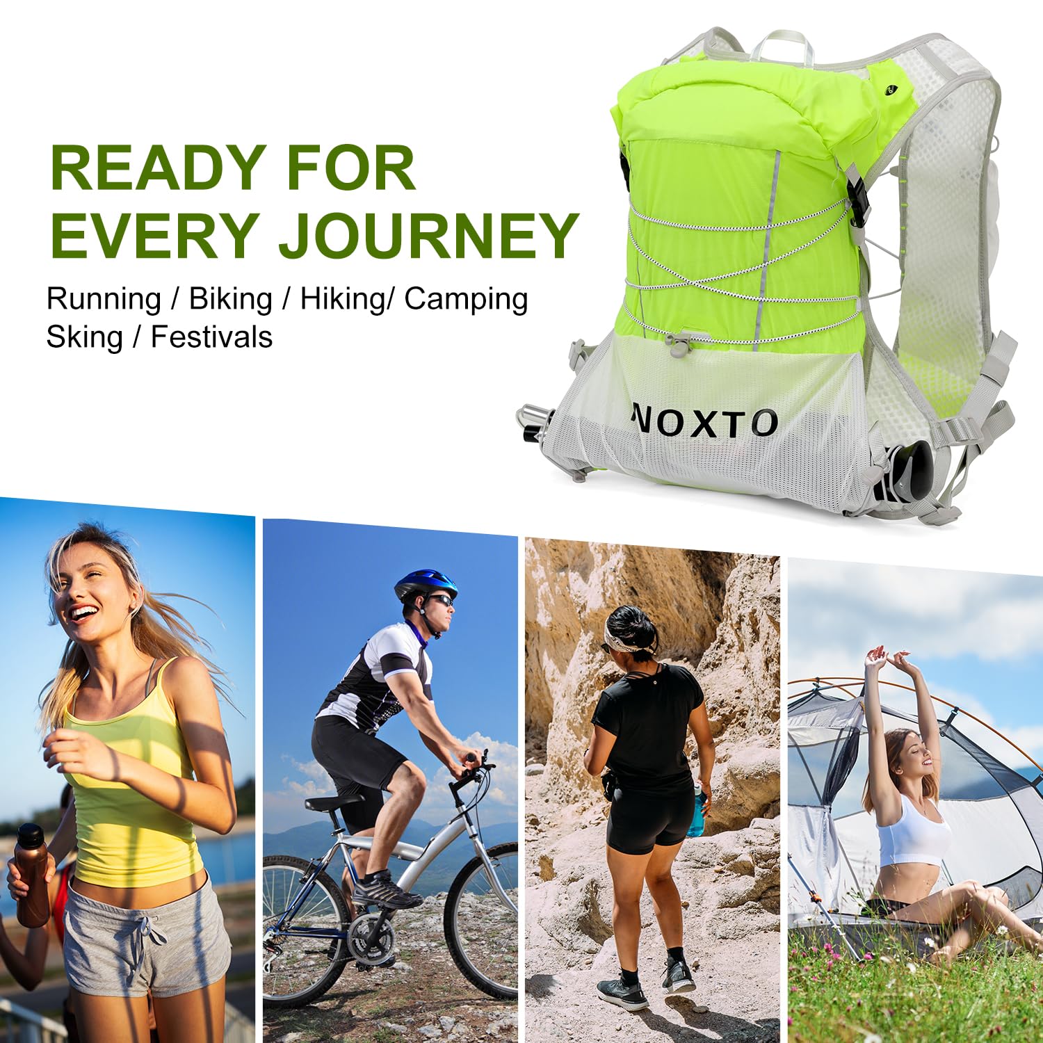 IX INOXTO Trinkweste, Rucksack, leichter Wasserrucksack mit 1,6 l Wasserblase, Tagesrucksack für Damen und Herren, verstellbare Laufweste, für Trailrunning, Wandern, Radfahren, Rennen, Marathon