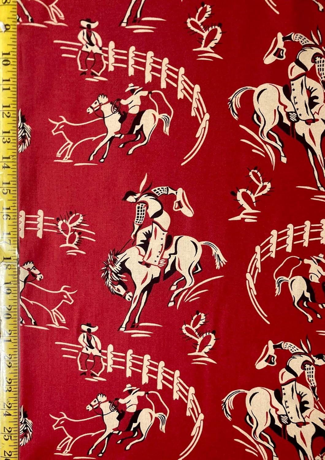 Ropin' n Ridin' RED Alexander Henry Fabric - by The Yard