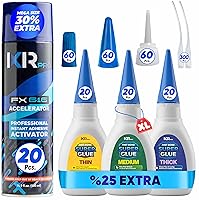 Vista 12 de Pegamento CA con kit activador – 3 x 1.75 oz (fino, medio, grueso) + 16.9 onzas líquidas en aerosol acelerador, súper pegamento de cianoacrilato