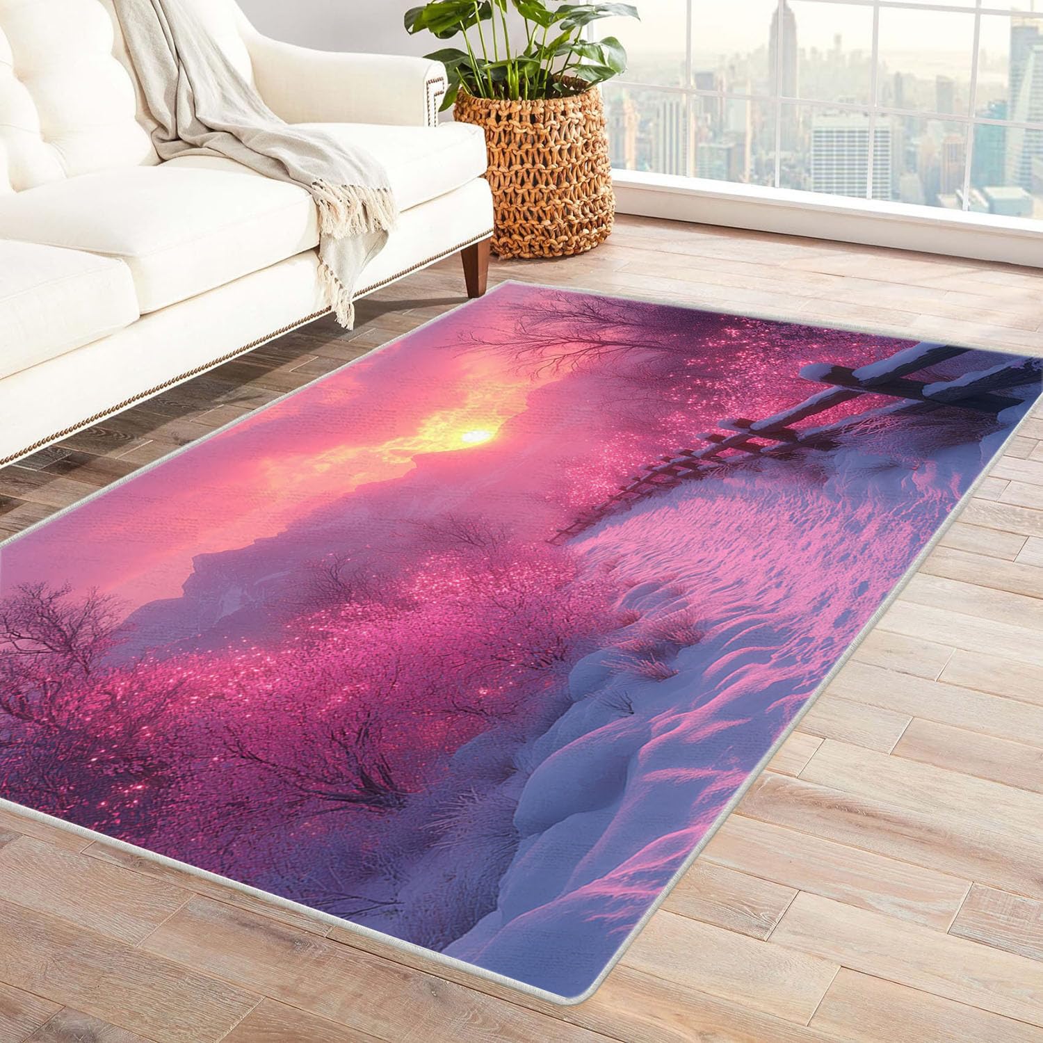 Tapis de sol antidérapant rose doux imprimé 3d pour éviter les chutes au salon