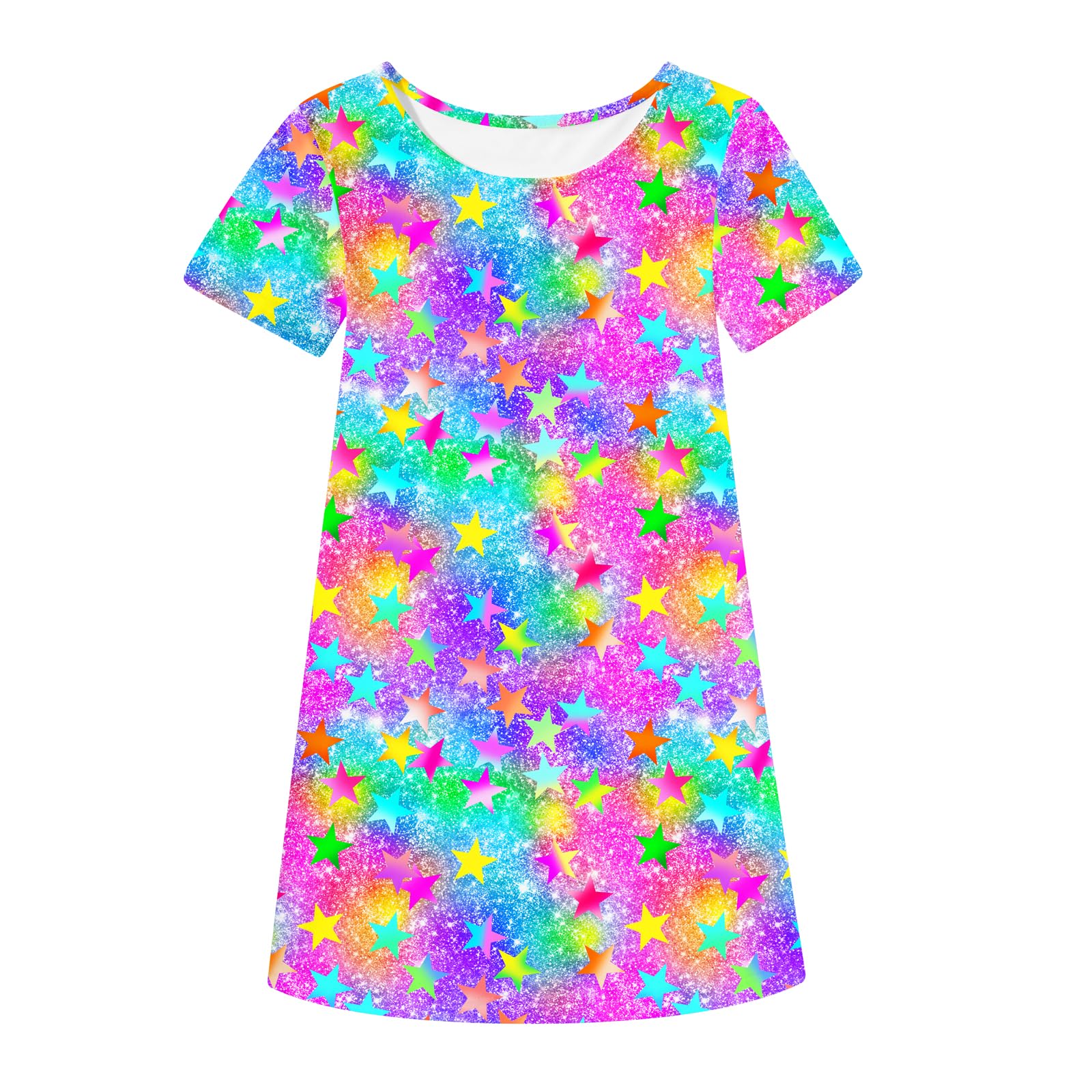 Kimoda Little Girls Dress Summer Loose Short Sleeve T-Shirt Dress Cute Print Casual Sundress 2-7 Years