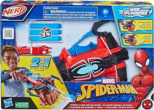 Miniatura 2 de Spider-Man Marvel Spider Strike 'N Splash Blaster, juguetes de superhéroes para niños, a partir de 5 años, Nerf Blaster para niños, función de