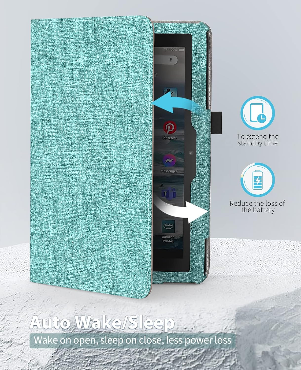 TiMOVO Case Fits All-New Kindle Fire 7 Tablet (7", 12th Generation, 2022 Release), PU Leather Protective Cover with Hand Strap Card Slot, Auto Wake/Sleep, Vertical Horizontal Stand, Green