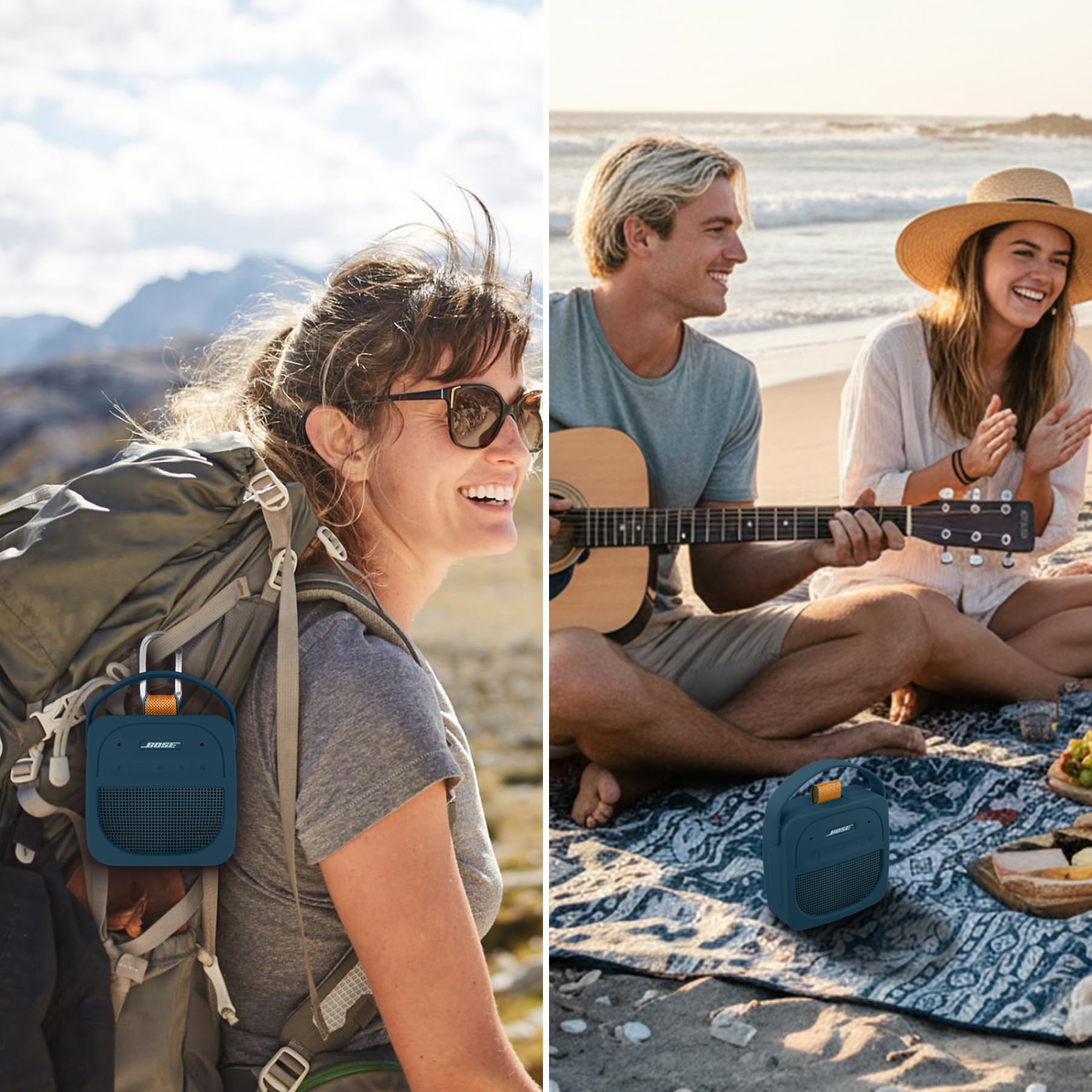 Aenllosi Bose New SoundLink Micro przenośny głośnik Bluetooth 2. generacji, silikonowy ochronny futerał podróżny, tylko etui, głośnik nie jest dołączony, granatowy