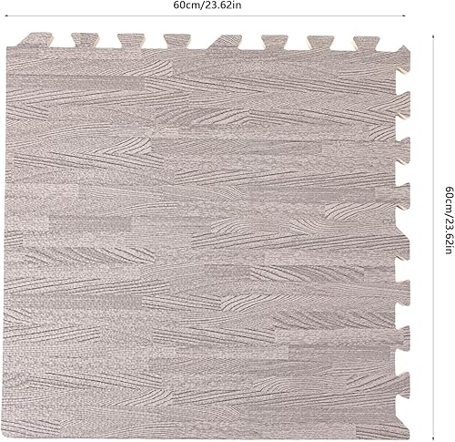 Miniatura 4 de Azulejos de espuma estampada de 0.4 pulgadas de grosor, 24 x 24 pulgadas, 25 piezas, suelo protector estilo grano de madera, para el hogar,