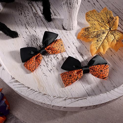 Miniatura 7 de OAOLEER Clips de lazos para el cabello de Halloween, 6 lazos para el cabello, fantasma, calabaza, telaraña, accesorios para el cabello de Halloween