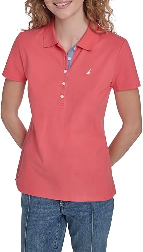 Nautica Women's Short Sleeve Cotton Polo Shirt