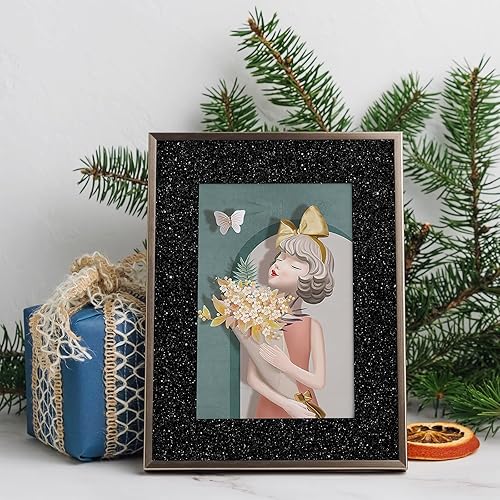 Vista 15 de CRE8TIVE Papel tapiz marrón oscuro con purpurina, borde de pared para despegar y pegar, 8 x 80 pulgadas, papel tapiz de tela brillante, extraíble