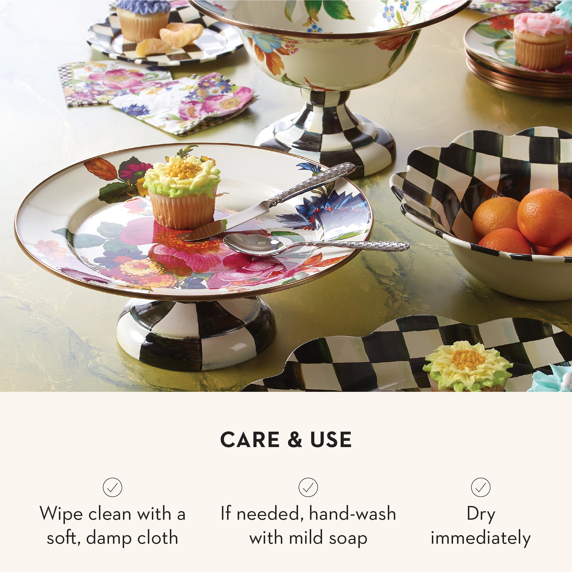 【新品】McKenzie-Childs 花柄　ケーキスタンド MacKenzie-Childs White Flower Market Large Pedestal Platter