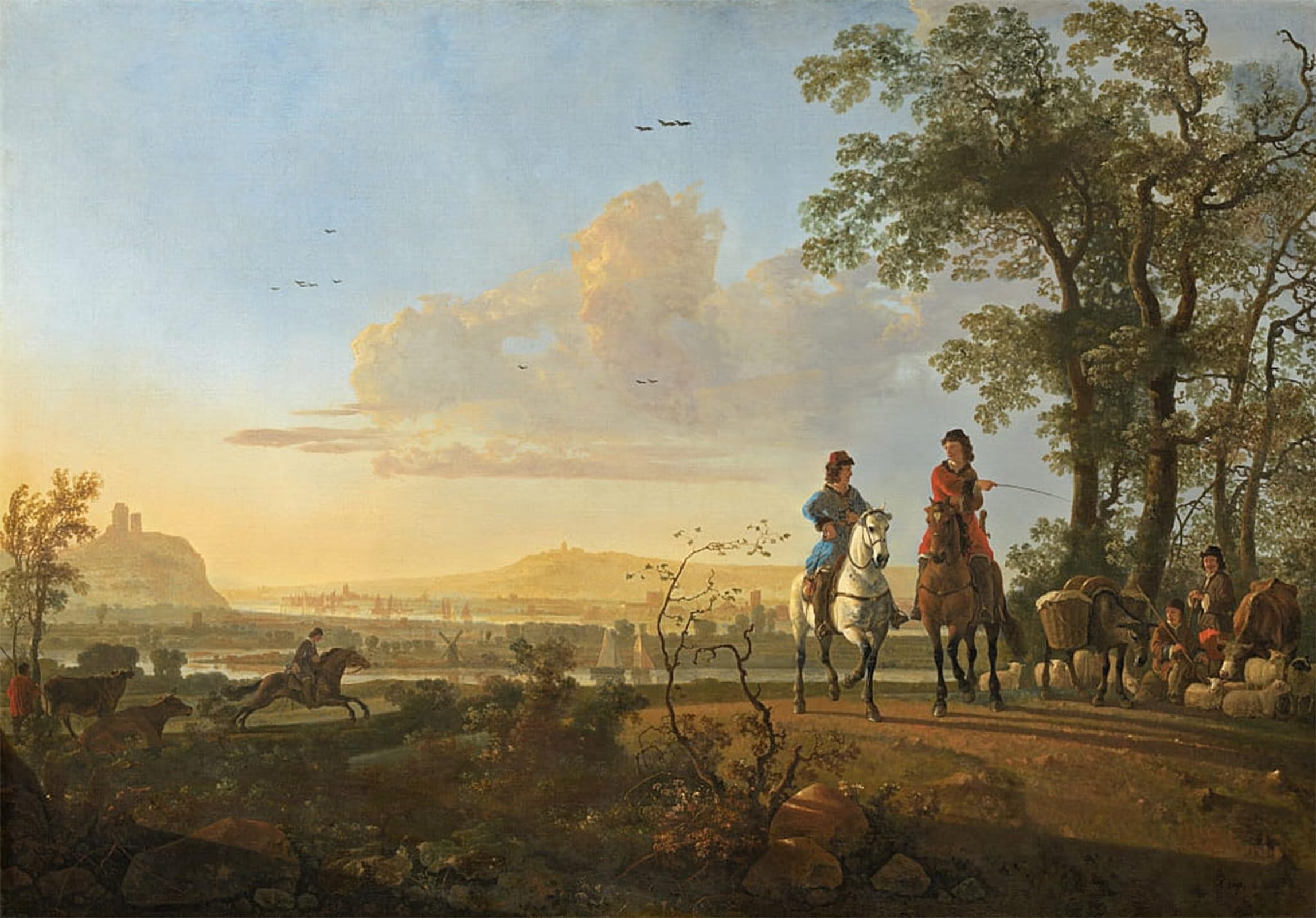 ARTXLXXBN Famous Art Print Poster Vintage Wall Art Animalmen and Herdsmen with Animal by Aelbert Cuyp Canvas Art Poster for Home Decor 60x90cm