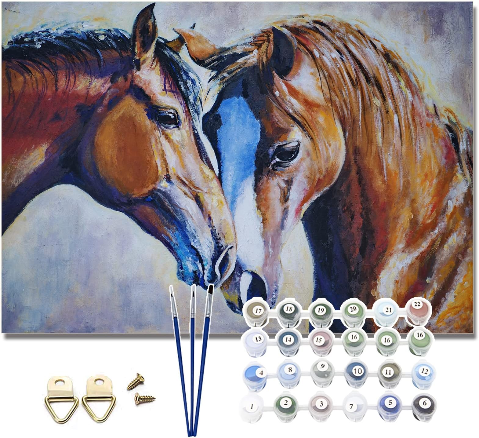 Pretty Jolly DIY Horse Paint by Numbers for Adults Beginner Oil Paint by Number Kit for Kids on Canvas with Brushes and Acrylic for Home Wall Decoration 16x20 Inch