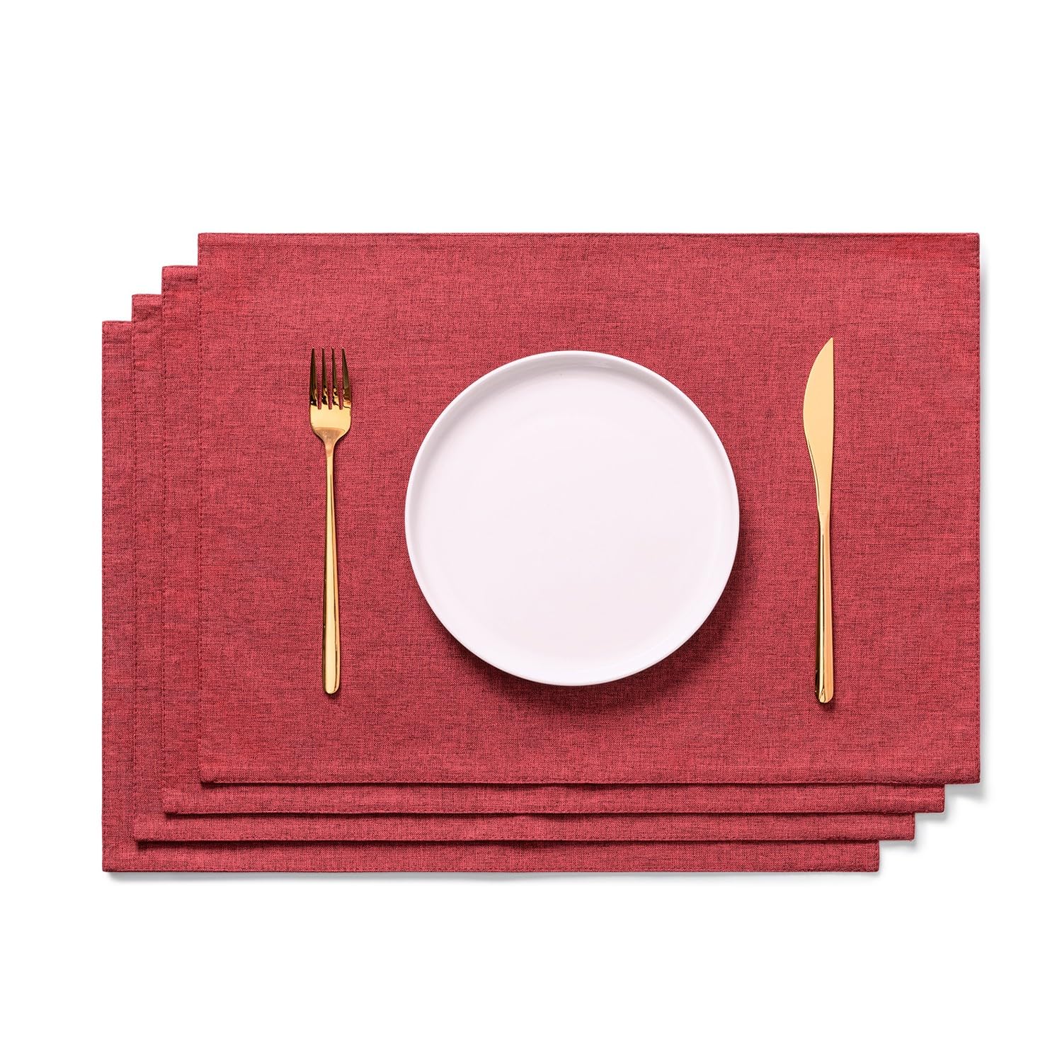 AOKSUNOVA Tischset Stoff Weinrot 4er Set Platzset Bordeaux Rot Platzdeckchen 33 x 48 cm