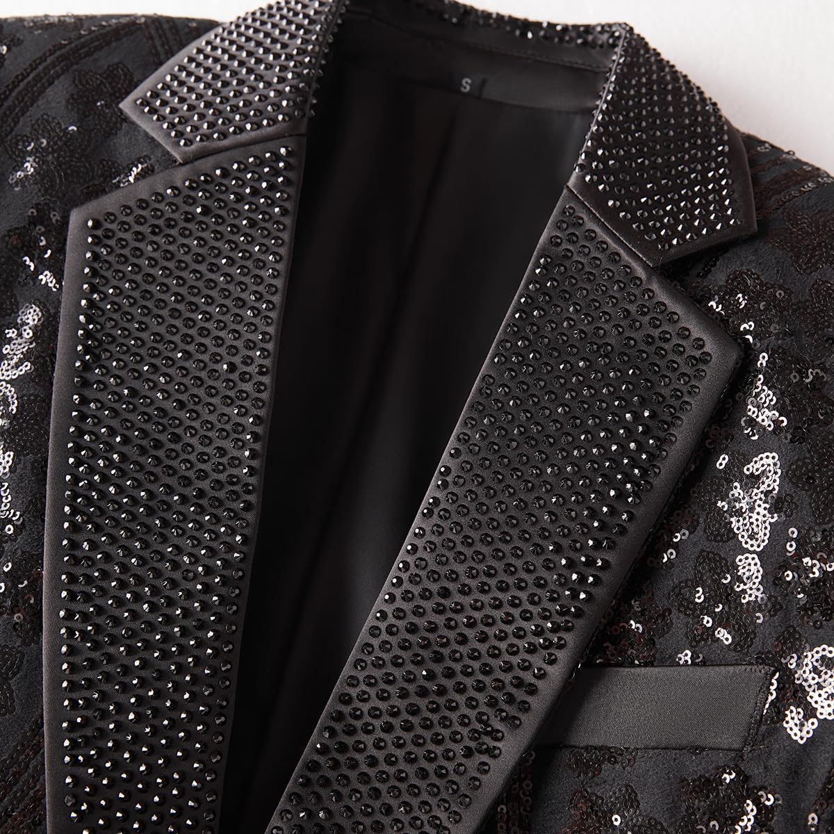 Blazer pour Homme brodé à Paillettes avec col cranté en Strass pour fête de Mariage Bal