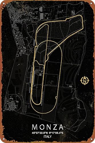 MONZA CIRCUIT Poster Metal Plaque Tin Sign,Vintage Metal Pub Club Cafe bar Home Wall Art Decoration Poster Retro 8x12 inches