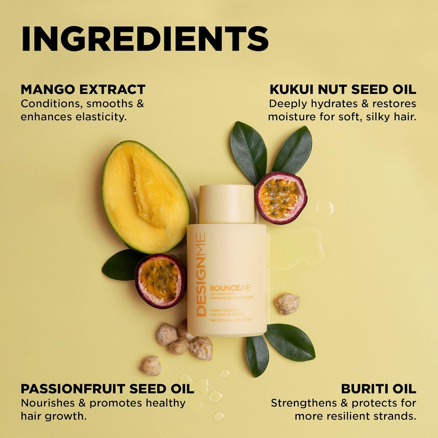 Design.Me BOUNCE.ME Shampoo | Curl-Defining, Anti-Frizz Formula for All Curl Types| Nourishing with Kukui Nut Seed and Buriti Oil | Boost Shine, Moisturizes Hair - Image 3
