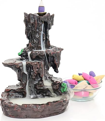 Resin Mountain Fall Backflow Waterfall Incense Burner, Attractive Home Decoration Incense Holder, Aromatherapy & Environment Cleansing