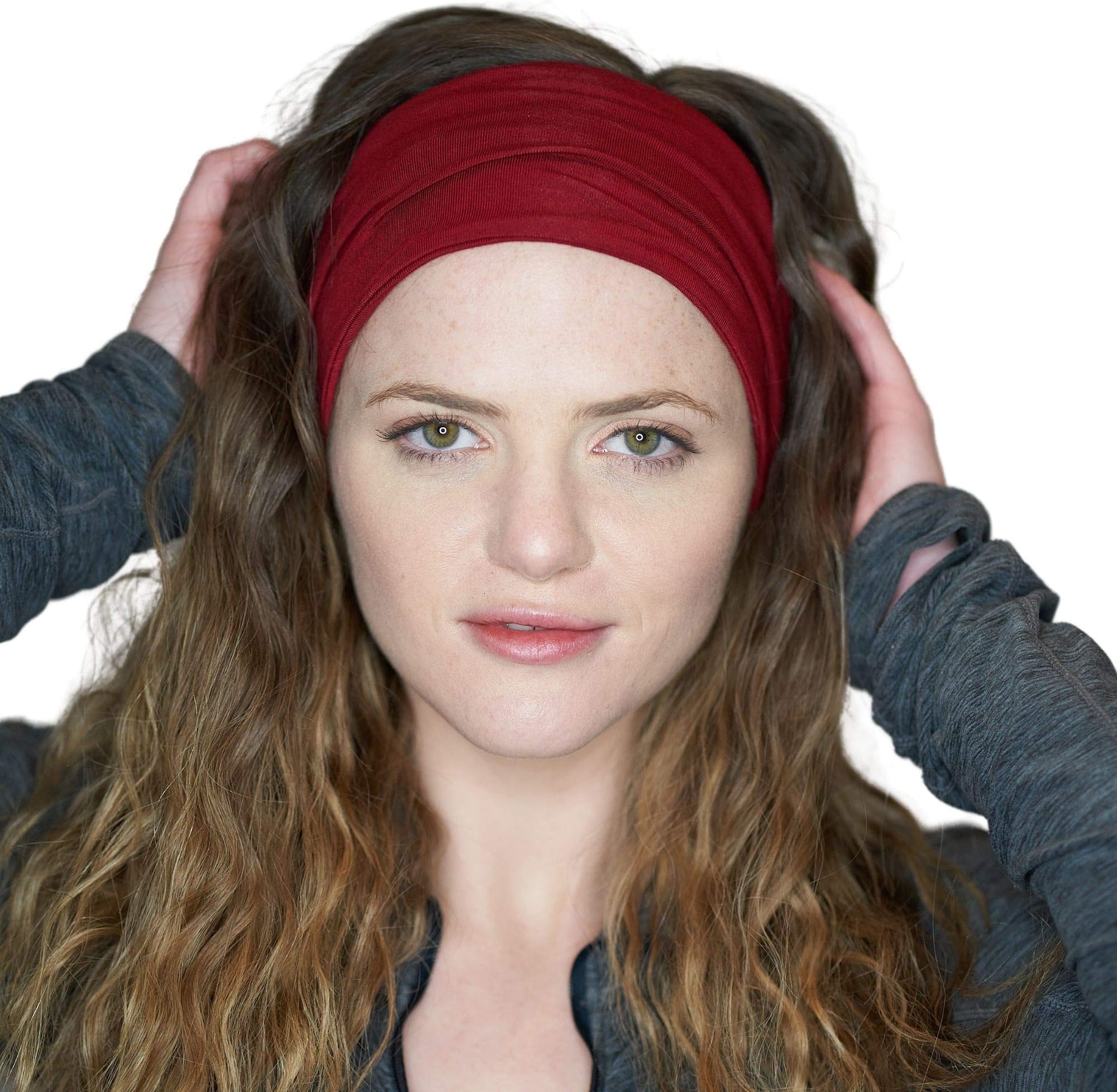 Boho Yoga Headband - Emerald Moisture Wicking Sweatband for Sports, Running, Gym Workouts, Exercising and Travel - Stretchy, Stylish & Versatile Head Wrap.