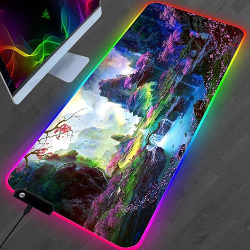 Alfombrilla de mouse para paisaje, juego de anime, antideslizante, alfombrilla de mouse para teclado RGB, alfombrilla de escritorio, alfombrilla de