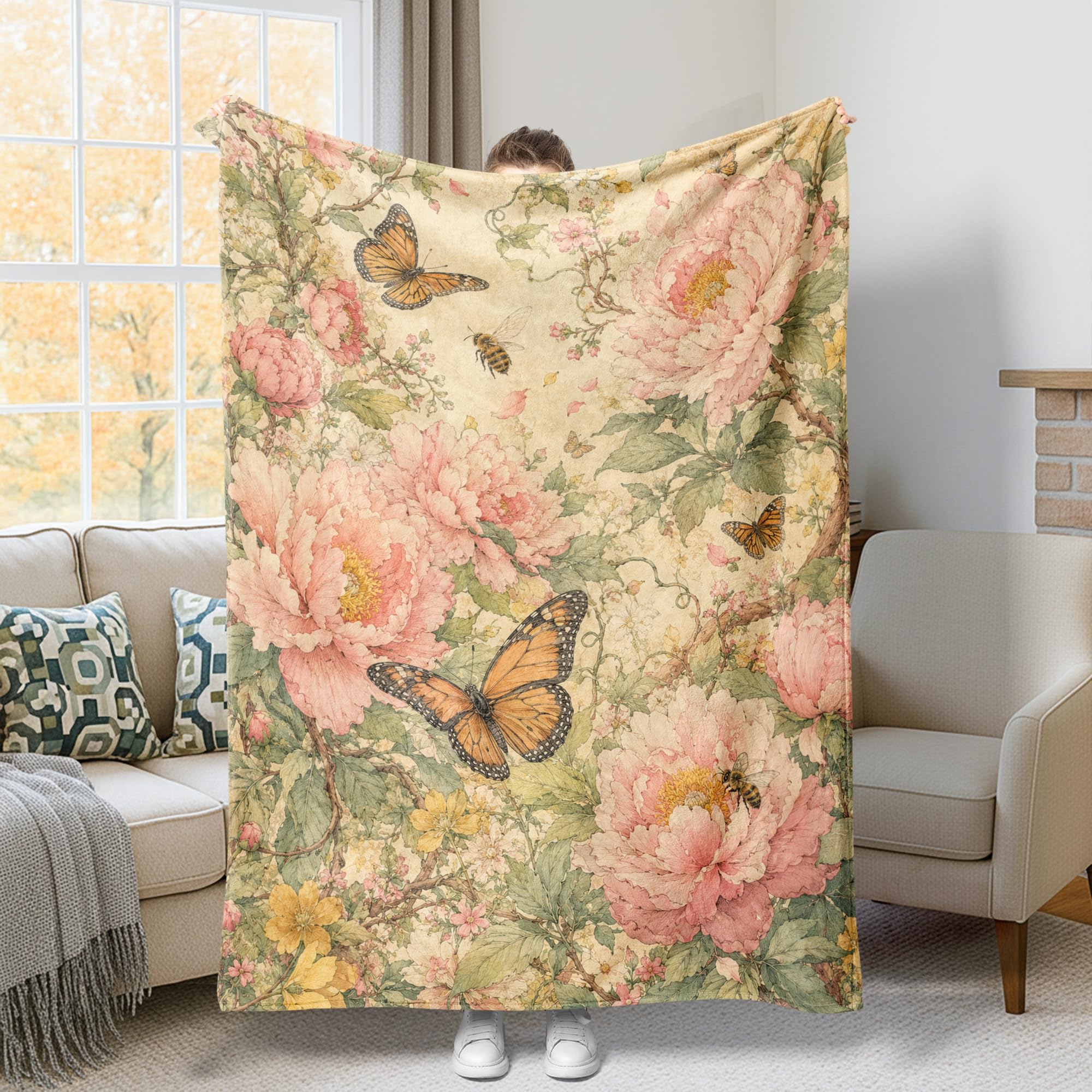 Couverture polaire motif papillon : le cadeau idéal et doux pour le salon