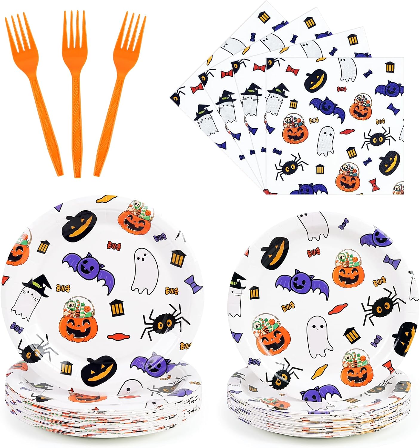 96PCS Happy Halloween Paper Plates and Napkins Set, Kuwait