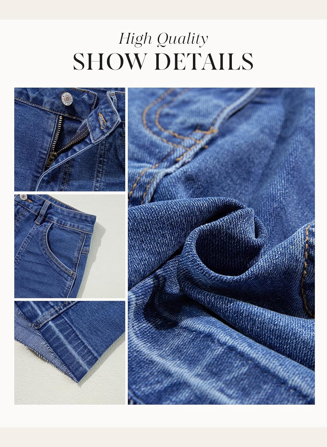 Dokotoo Womens Jean Shorts Stretchy High Waisted 2025 Straight Leg Frayed Raw Hem Casual Denim Shorts with Pockets - Image 4