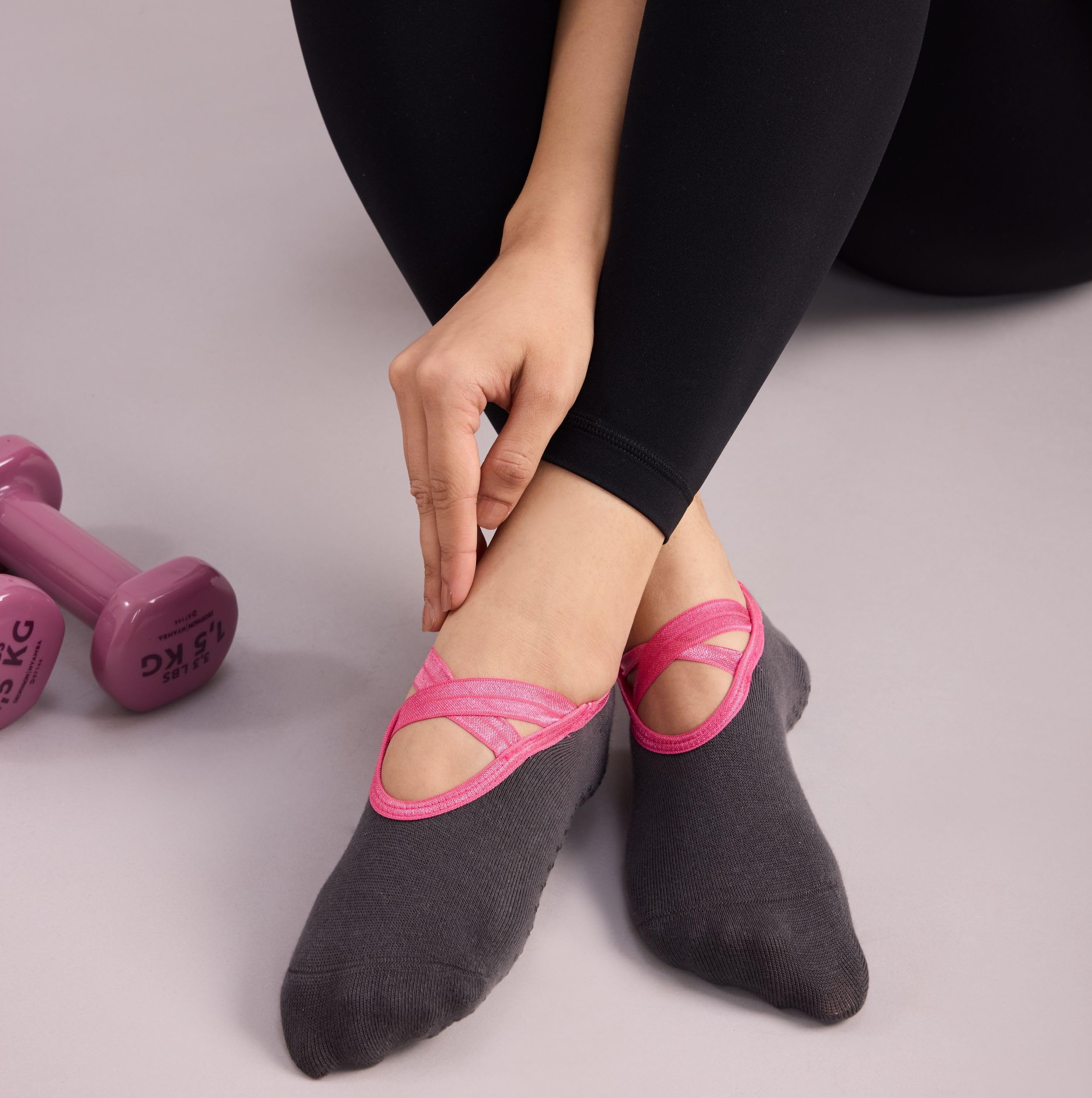 Mint & Oak Ankle Length Open Toe Women Socks |Pilates & Yoga Socks 3 Open Toe & 3 Pilates Anti Skid Grip - Image 8 thumbnail