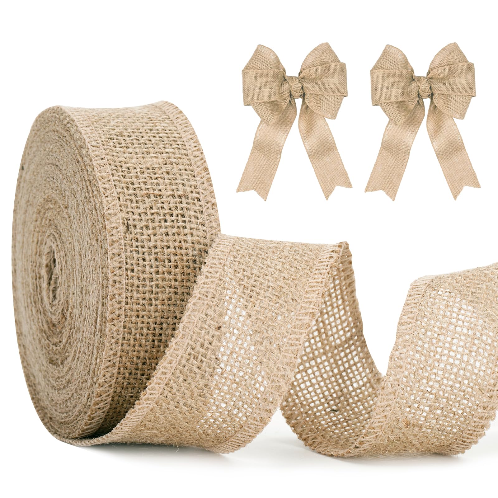 JIA Ruban De Toile De Jute Avec Rouleau De Jute Naturel En Dentelle Blanche Pour L'emballage