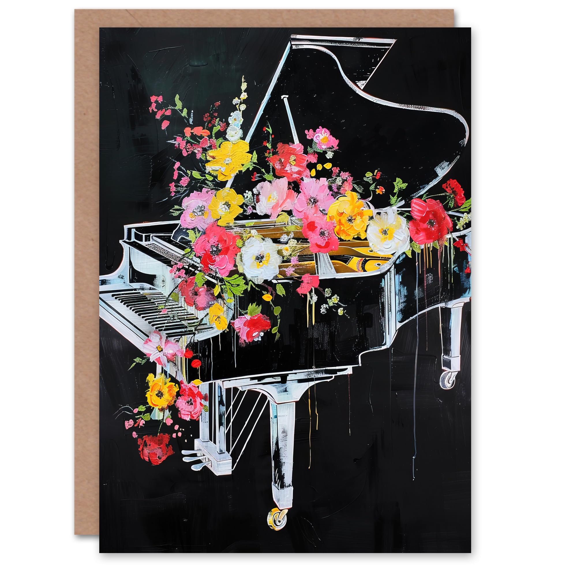 Artery8 Wildflowers in Grand Piano Street Art Graffiti Greeting Birthday Card Him Her All Blank