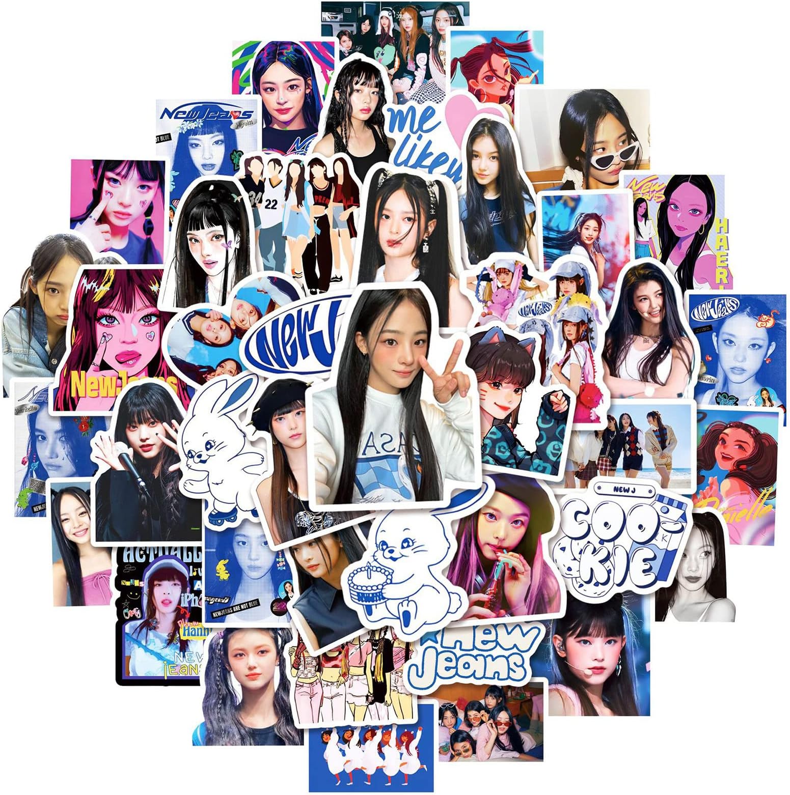 50pcs New Jeans Kpop Stickers Pack for Girls，Funny Kpop Decals for Teens Vinyl Waterproof Sticker for Laptop，Water Bottles，Hard Hat，Skateboard，Birthday Decorations Gifts for Kids/Adults