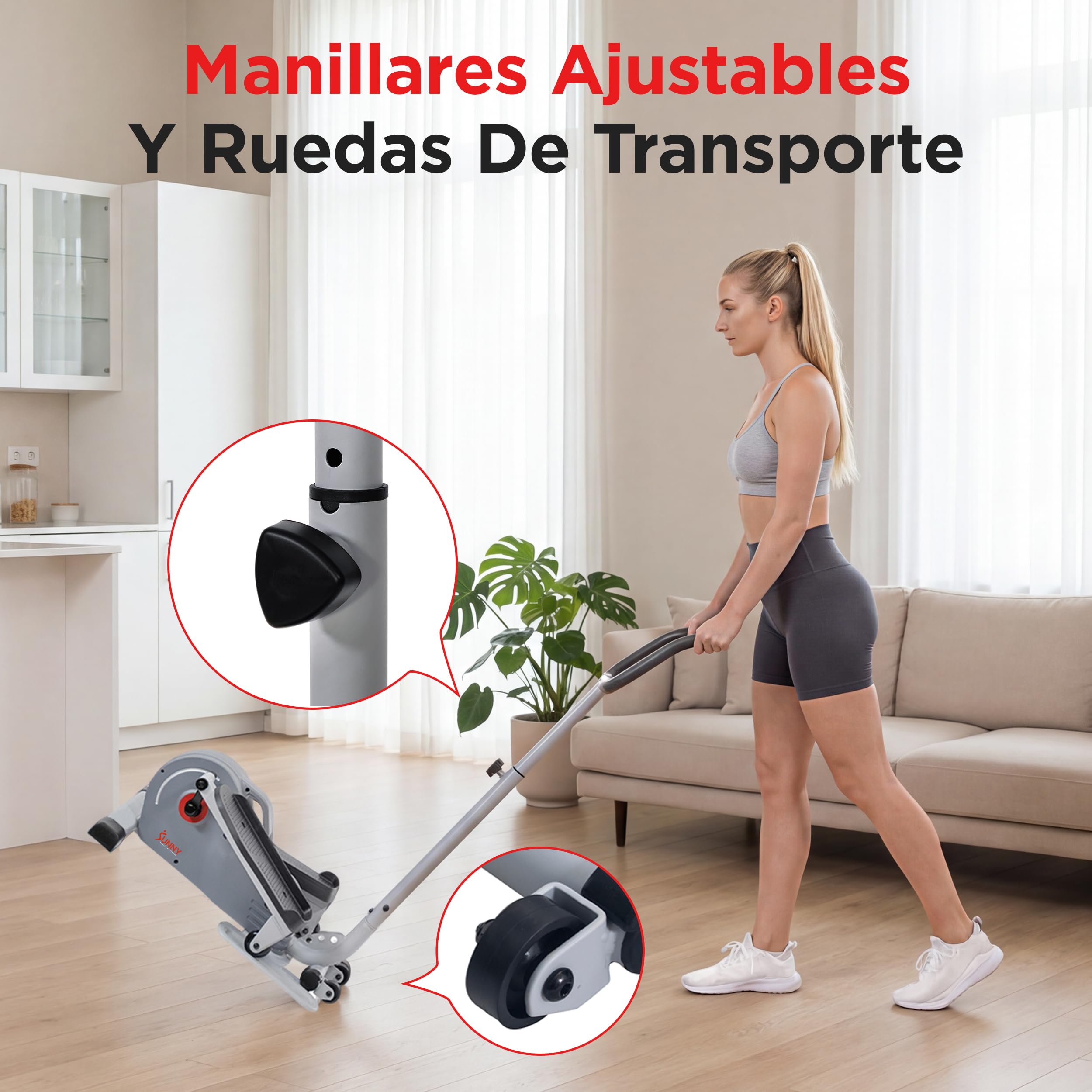 Sunny Health & Fitness Elíptica Magnética Bajo Escritorio, Pedaleador Portátil para Hacer Ejercicio Sentado en Casa o en la Oficina, Mini Cross Trainer para Usar de Pie o Sentado App SunnyFit Opcional