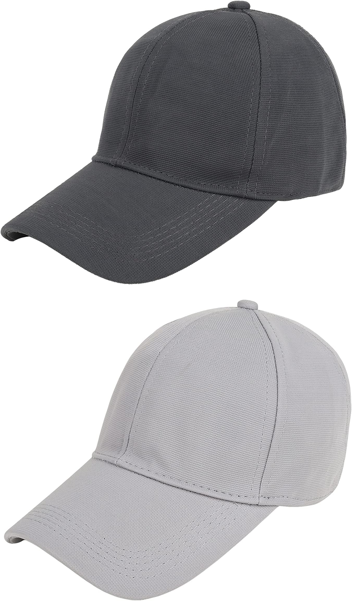 Men's Polycotton Flexi Stretch Fit Closed Back Cap FC-01 (Dark-Grey-Light-Grey_Pack of 2) (Free Size)