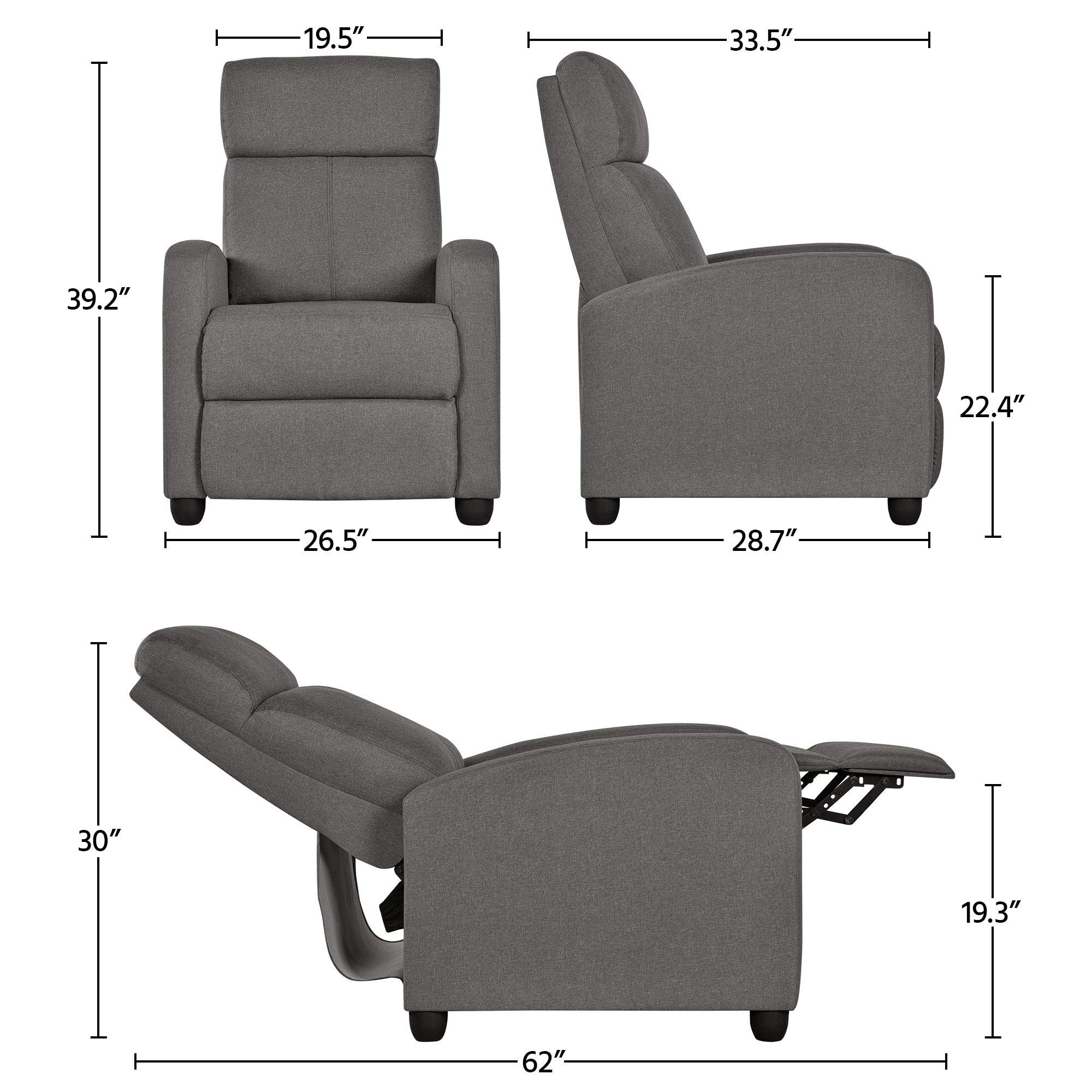 Yaheetech 2Seat Fabric Pushback Recliner Chair Living Room Chair with