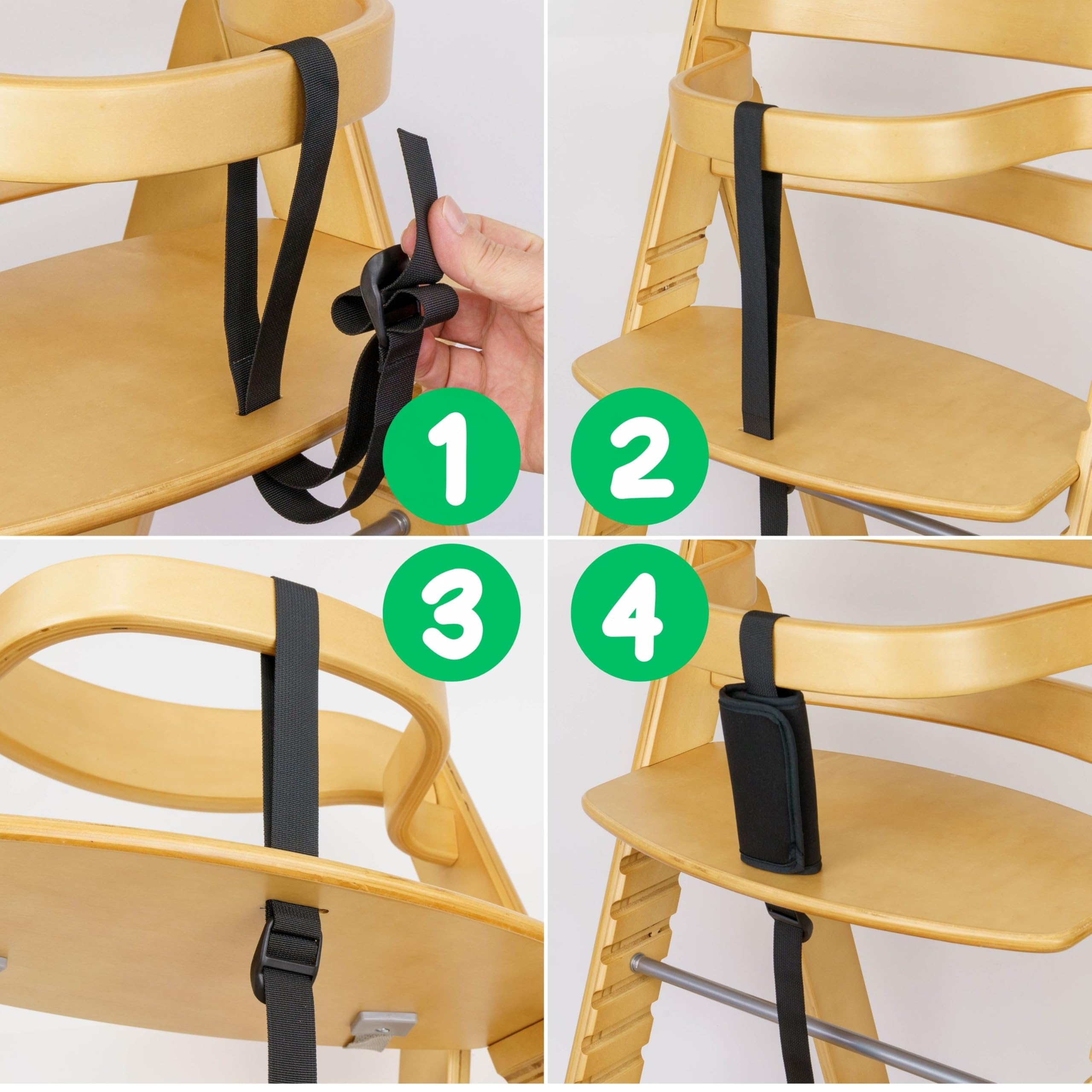 Juego de protector de correa de entrepierna y arnés para trona, 2 pzs, Negro, correas de arnés compatibles con Hauck Alpha Beta, Stokke Tripp Trapp, roba Sit Up, funda de neopreno suave