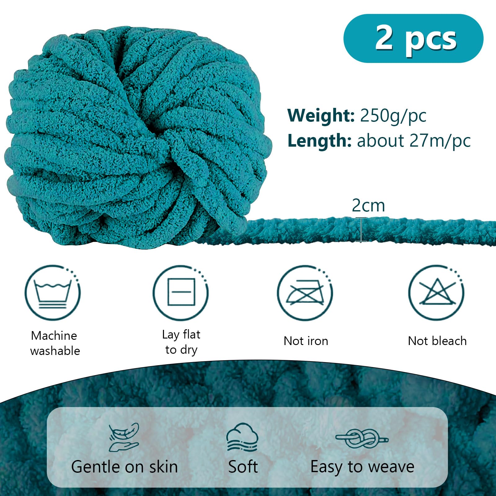 Lana Grossa Chunky 500g (2x250g) Per Maglia A Mano - Morbida E Soffice, Blu Jeans, Ideale Per Coperte, Sciarpe, Borse Fai Da Te - 3
