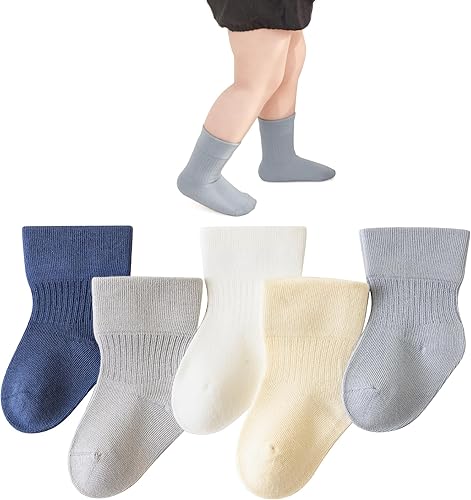 Baby Girls/Boys Socks Soft Cotton Infant Sock Set Newborn Dress Socks 5 Pairs Comfortable Sock for Toddler