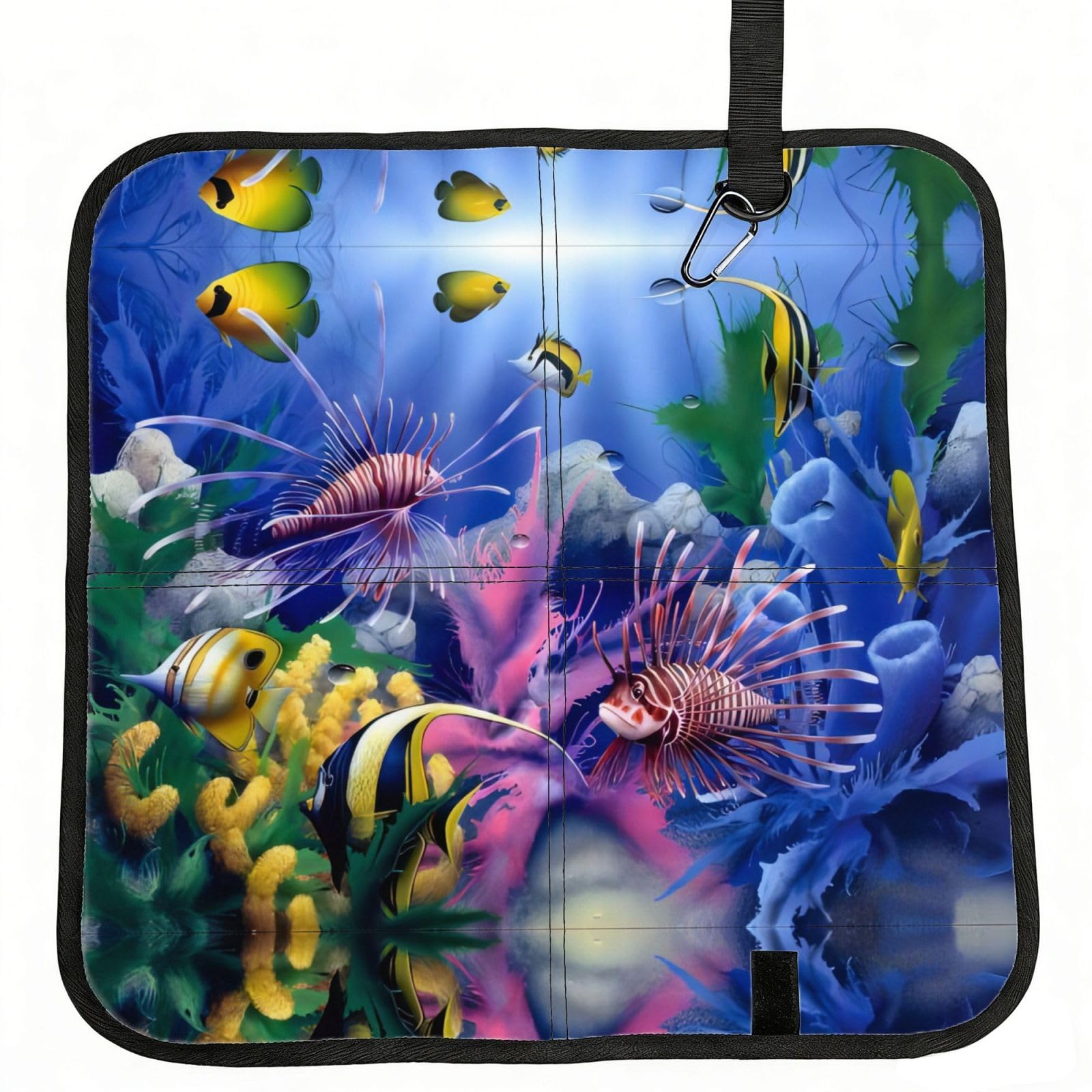 WZYCWB Colorful Tropical Sea Fish Foldable Seating Cushion with Carabiner - Stadium Mat for Camping, Hiking and Outdoor Activities