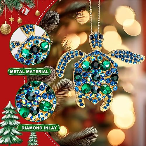 Miniatura 5 de Regalos de tortuga marina para mujer, decoración de tortuga marina, adorno de Navidad para colgar en el árbol de Navidad