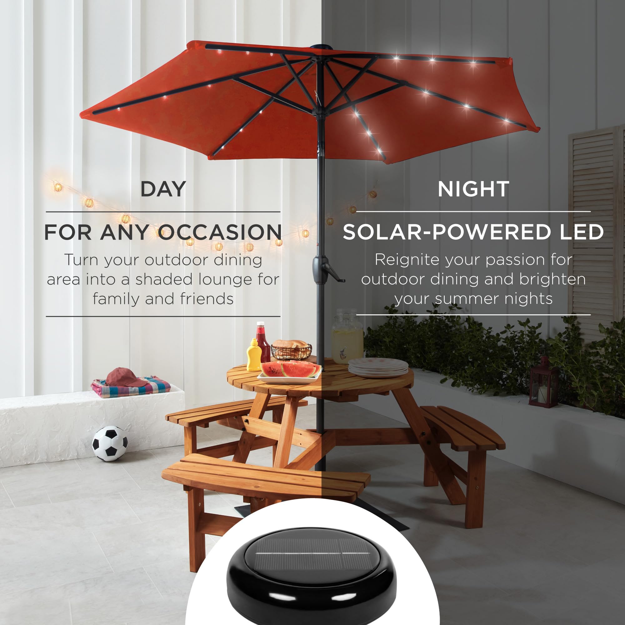 Best Choice Products 7.5ft Solar Umbrella LED Lighted Patio Umbrella, Table Market Umbrella with Tilt and Crank, Outdoor Umbrella for Garden, Deck, Backyard, Pool and Beach