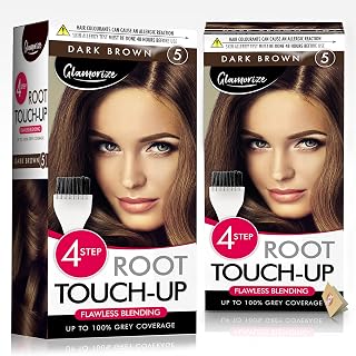 2pk Root Touch Up Medium Brown Hair Dye No.5 | Dark Brown Root Touch Up Dark Brown Hair Dye Permanent | With 2x Colour Creme Gel, Developer Milk, Plastic Gloves, Brushes & Trays | With SOL Notebook