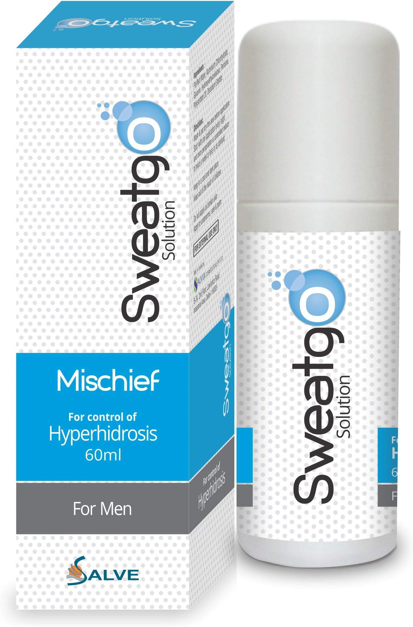 Sweatgo Mischief Solution for Men | 60ml Roll-On | Suitable for Excess Sweat & Odor Control | Mischief Fragrance | Daily Use