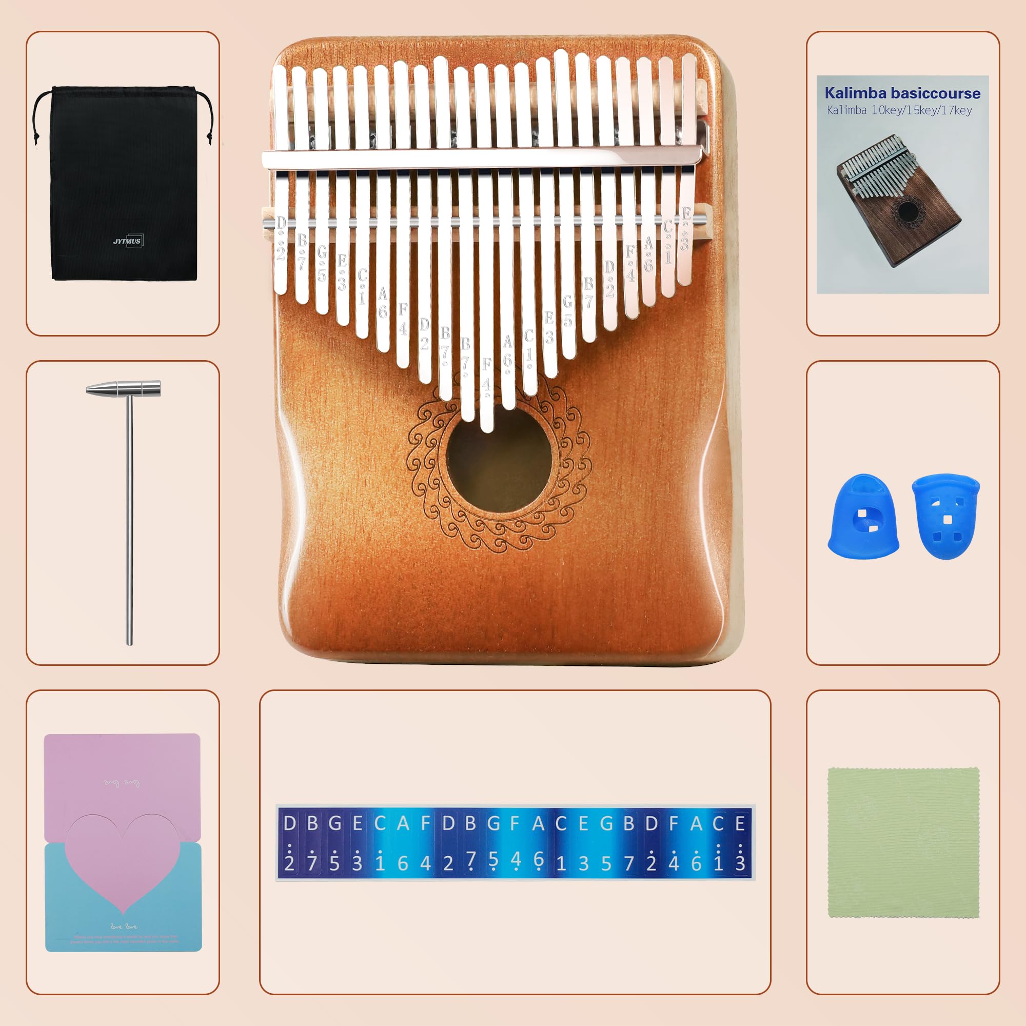 Kalimba 21 klawiszy, fortepian, przenośne pianino z młotkiem tuningowym, książka muzyczna i torba do przenoszenia, instrumenty muzyczne, prezent dla dorosłych, dzieci i początkujących