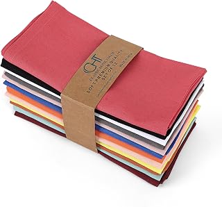 Cloth Napkins Cotton Set of 12 18x18 inch Dinner Napkins - Washable Soft Premium Hotel Quality Reusable Napkins Perfect Table Linens for Family Dinners, Weddings (Multi Colors)