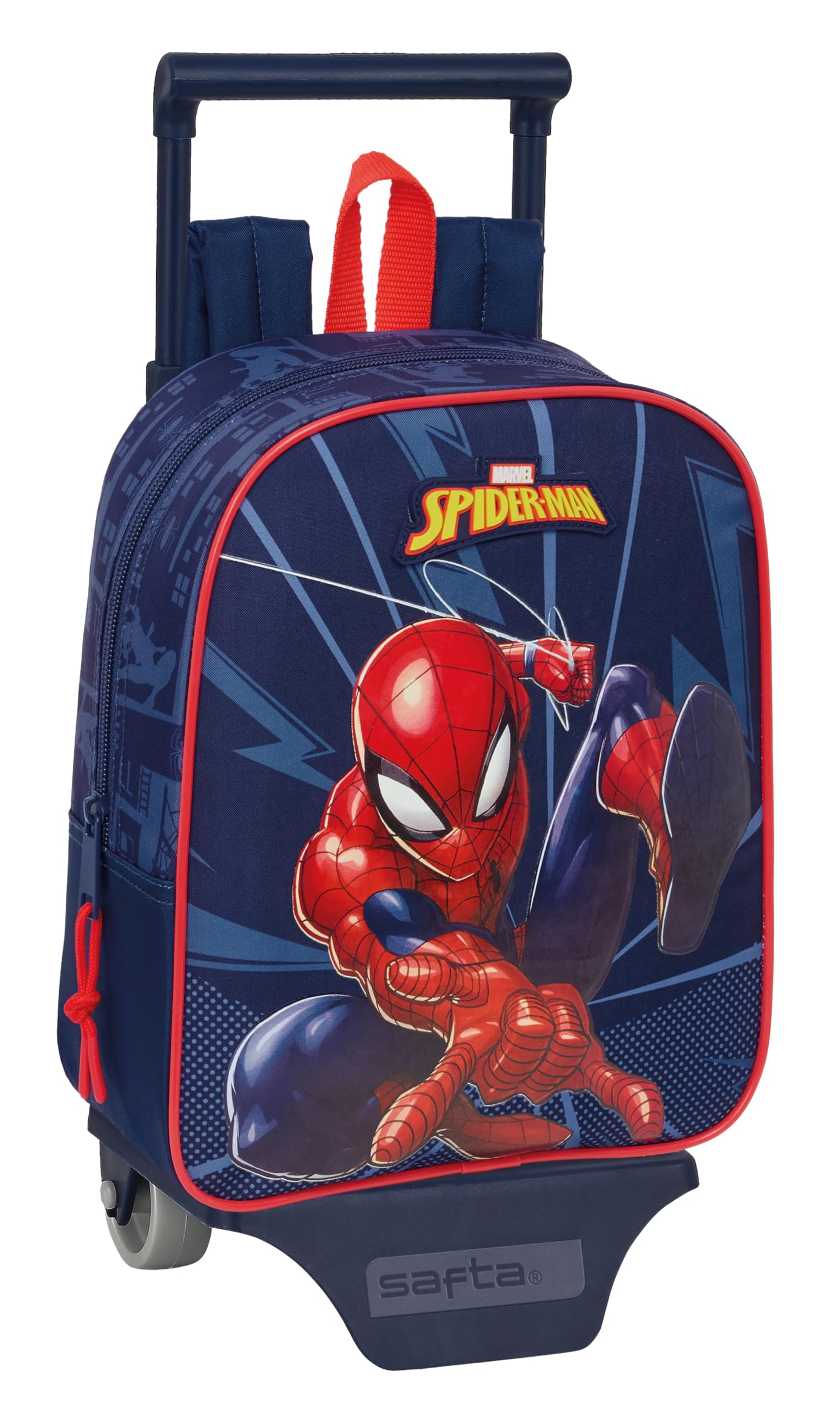 SPIDERMAN - Nursery Backpack with Safta Trolley, Ideal for Children of Different Ages, Comfortable and Versatile, Quality and Resistance, 22 x 10 x 27 cm
