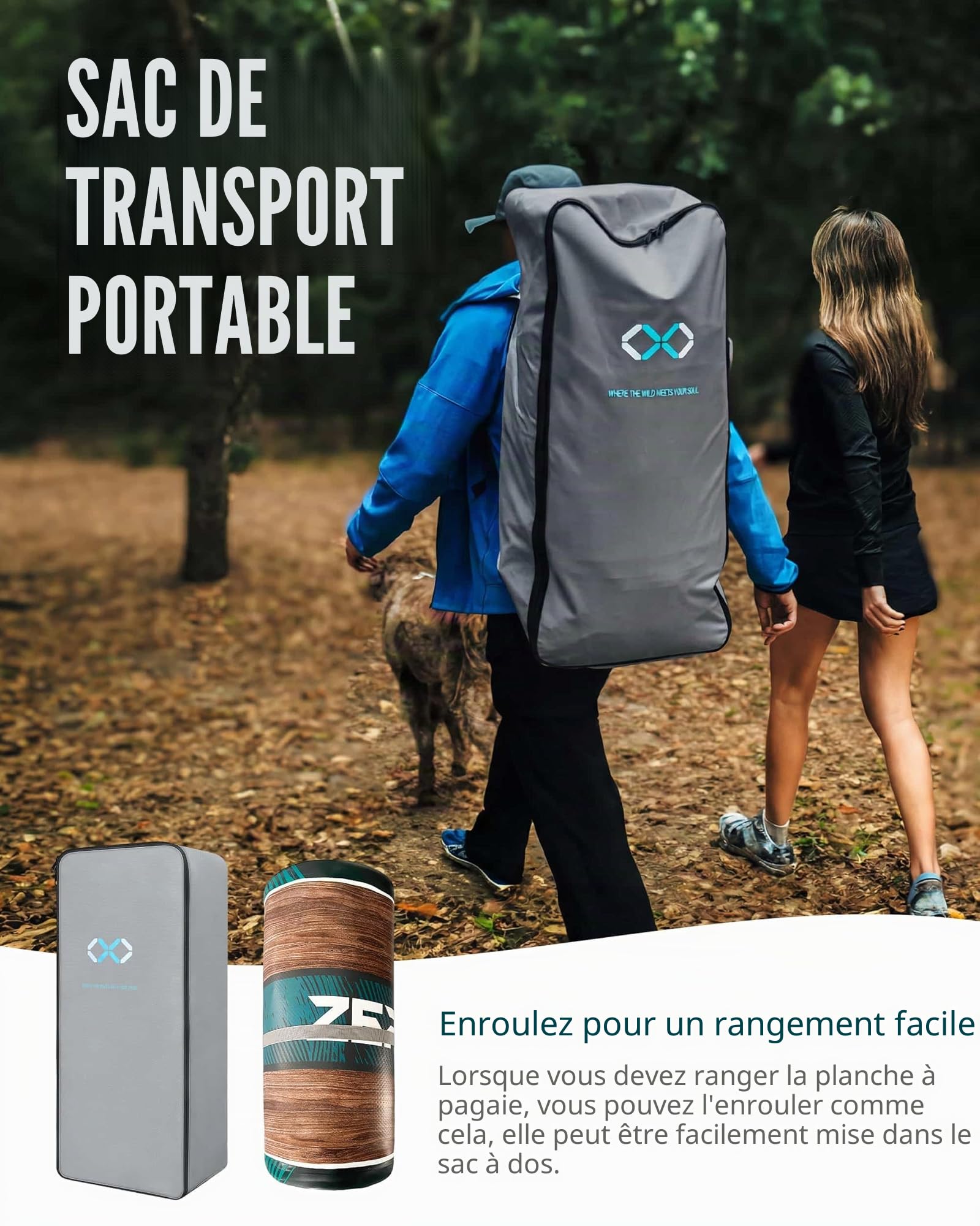 ZLX Paddle Gonflable Adulte 2 Places 320 x 84cm, Stand Up Paddle avec Siège Kayak, Planche Sup Complète avec Accessoires, pour Débutants et Tous Niveaux